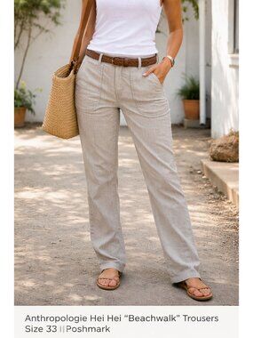 Anthropologie Hei Hei "Beachwalk" trousers, a slouchy pinstripe style Size 32